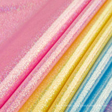 100% polyester waterproof rainbow  chunky tulle glitter fabric